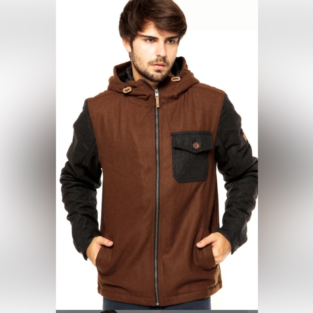 Billabong Men’s Wool Blend Surf Jacket Brown / Gray XL